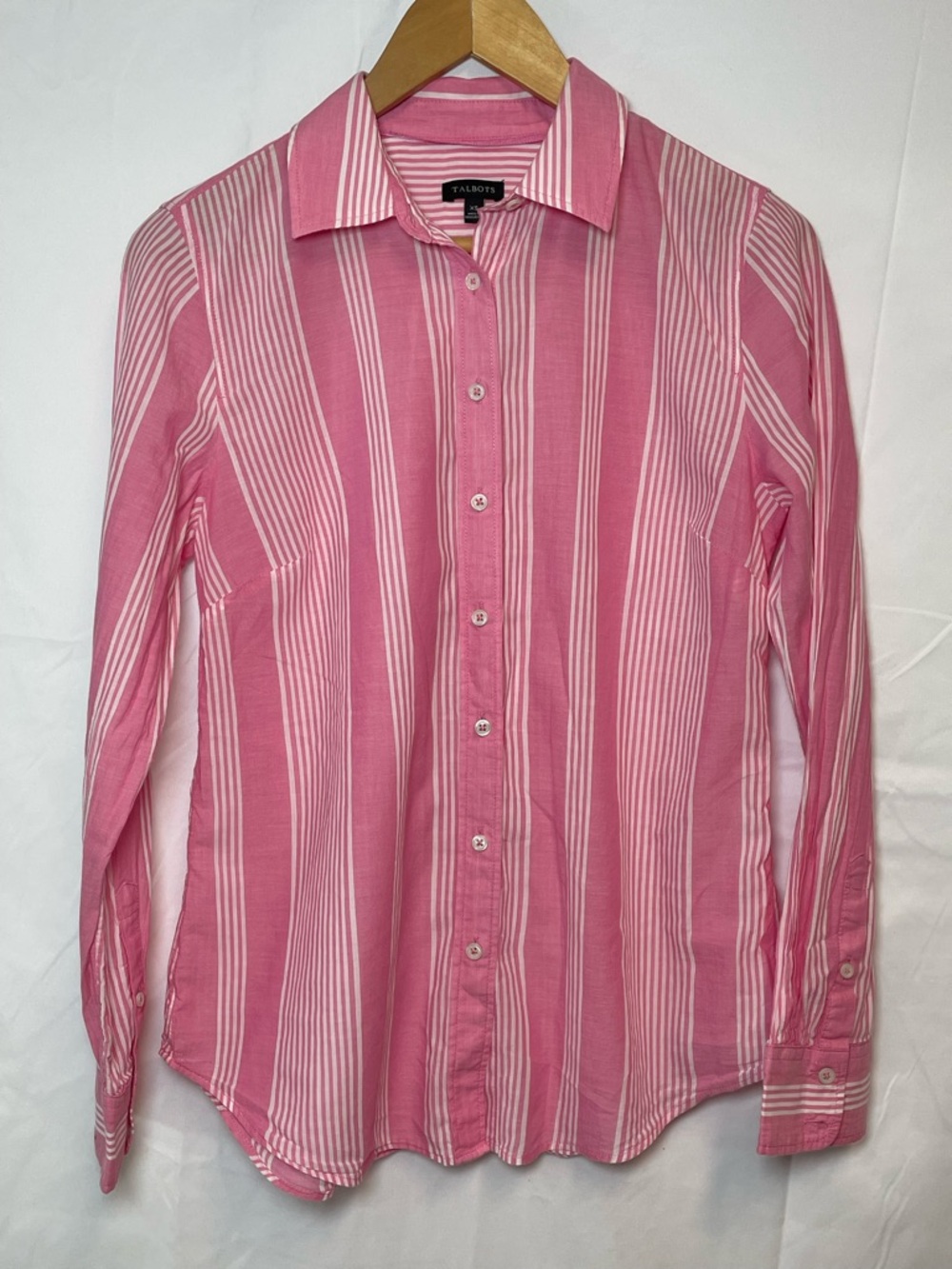 Talbots Pink Striped Women’s Button-Up Shirt, XS